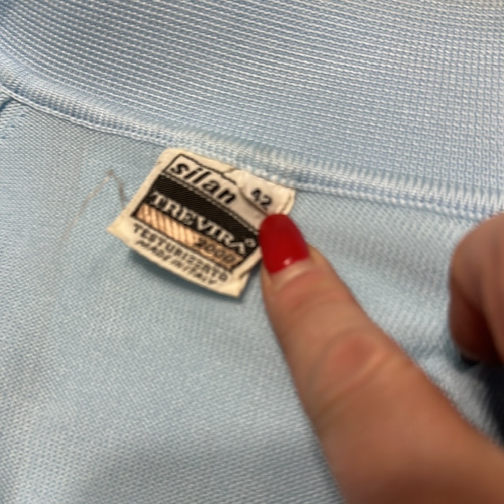 Vintage 1970s SILAN TREVIRA made in Italy, grandmacore baby blue cardigan sm - Picture 8 of 12